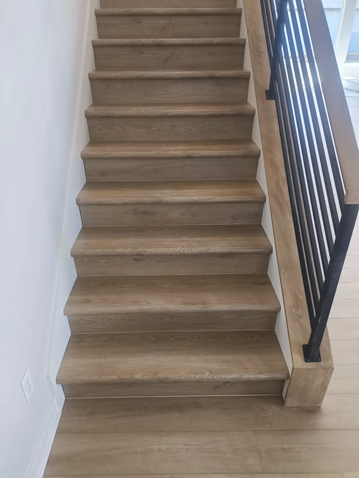 Finished wood staircase